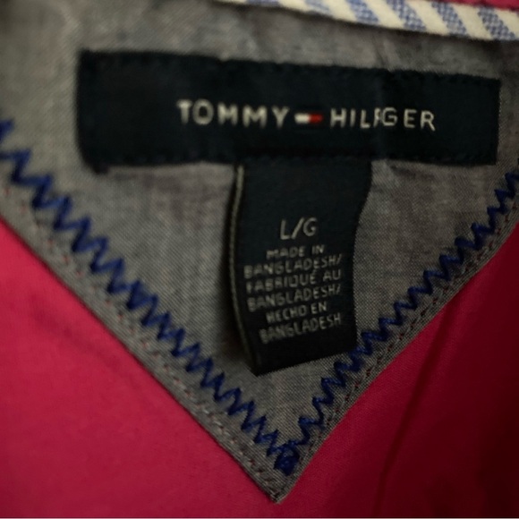 Tommy Hilfiger Women's L Button Down Shirt Tab Sleeve Barbiecore Preppy - Picture 8 of 9